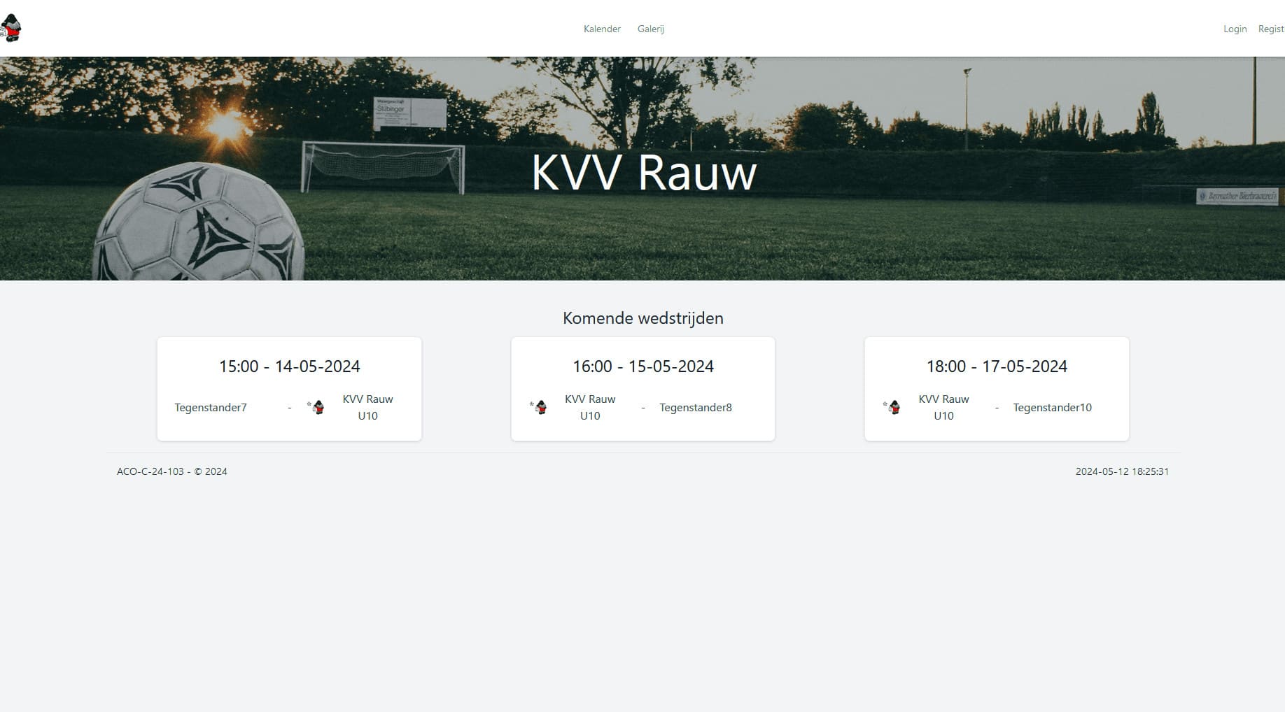 Website KVV Rauw - Index pagina