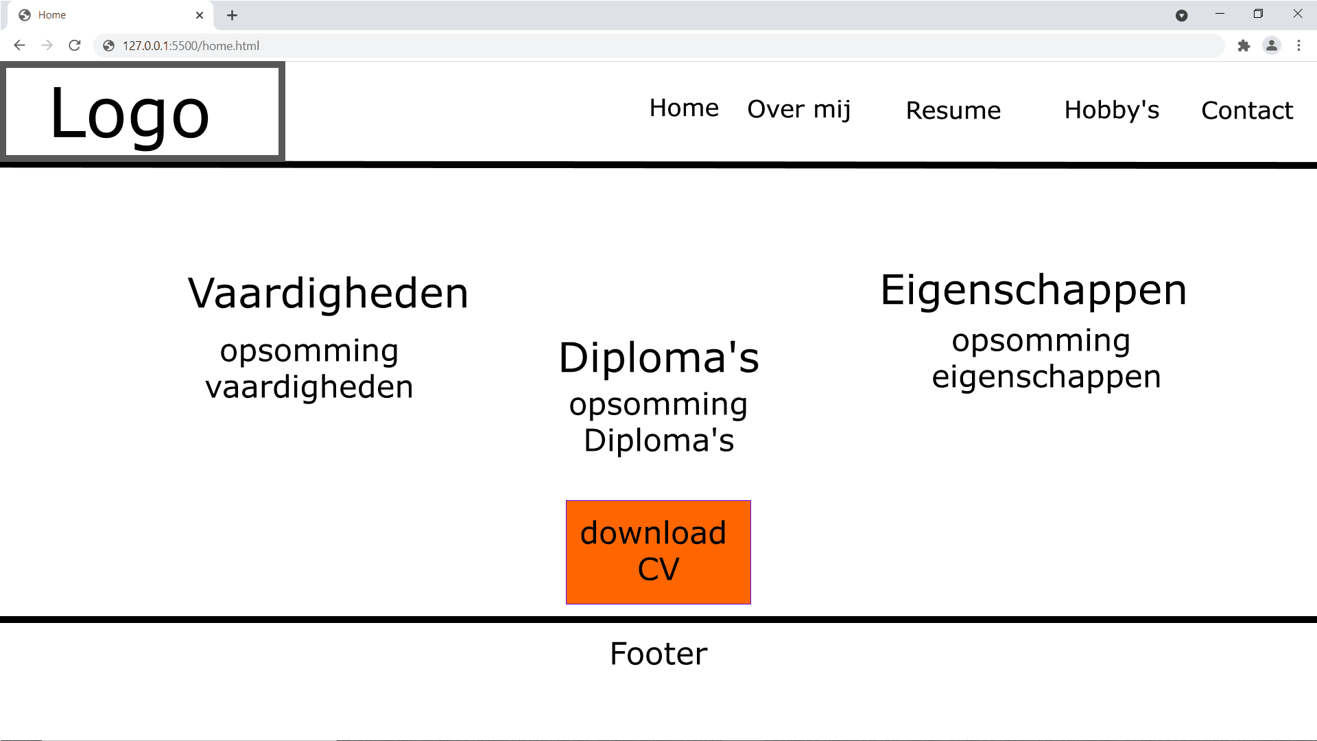 Schets Resume pagina